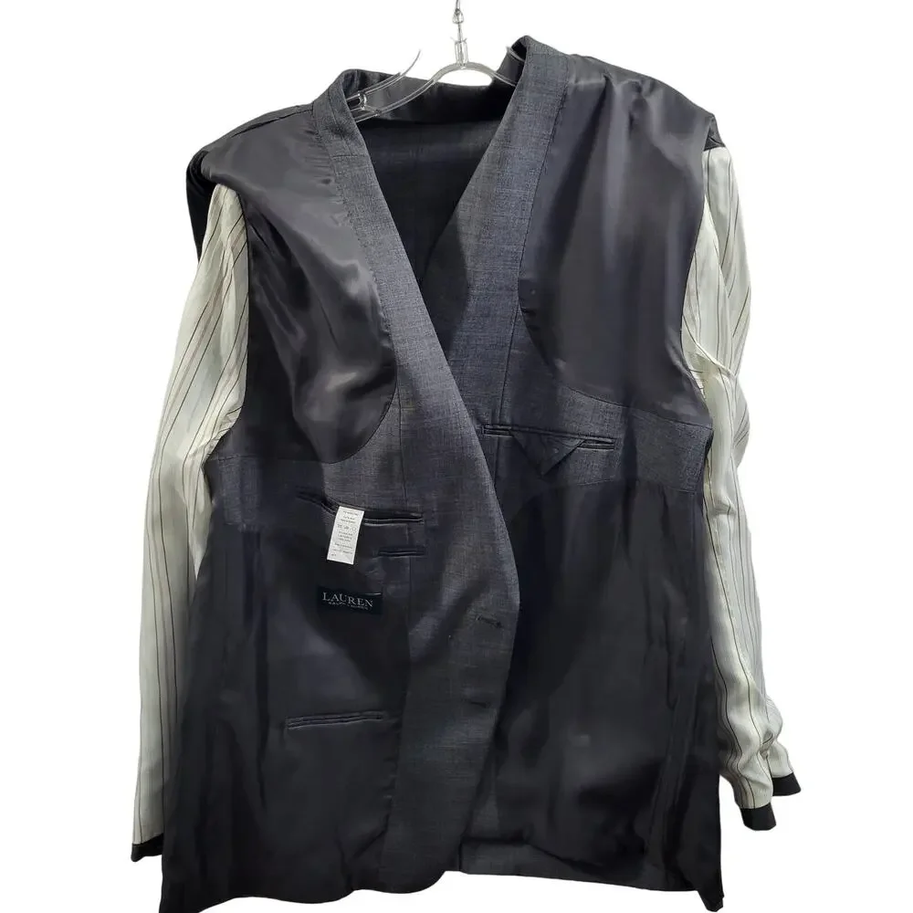 Lauren Ralph Lauren Gray 100% Wool Natural Stretch Sports Jacket Size 48R 11924 - Picture 6 of 10